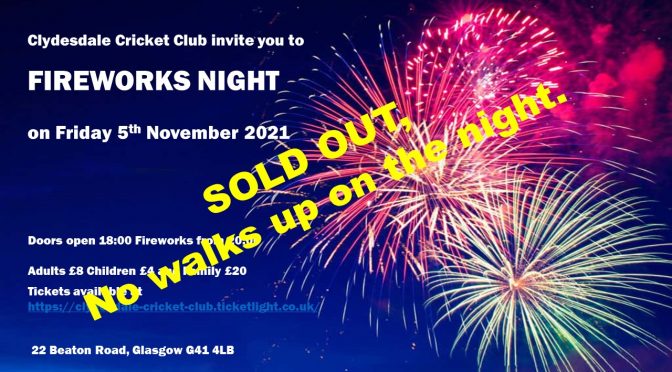 Fireworks Night – Friday 5th November 2021 – Sold Out!